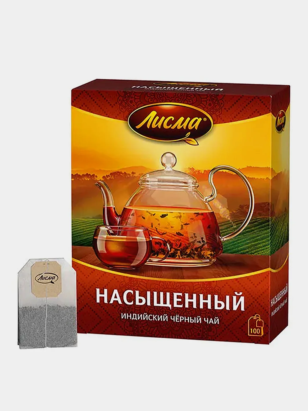 Чай чёрный Лисма "Насыщенный", индийский, байховый, 100 пакетиков по 1,8 г