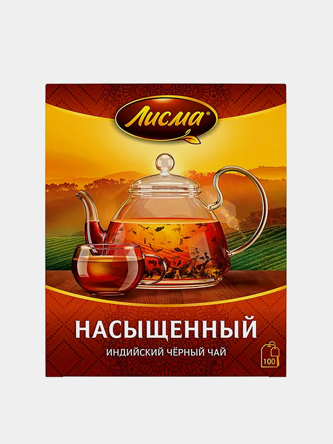 Чай чёрный Лисма "Насыщенный", индийский, байховый, 100 пакетиков по 1,8 г