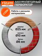 Синий перфоратор аккумуляторный CRH1215 1BatterySystem12V