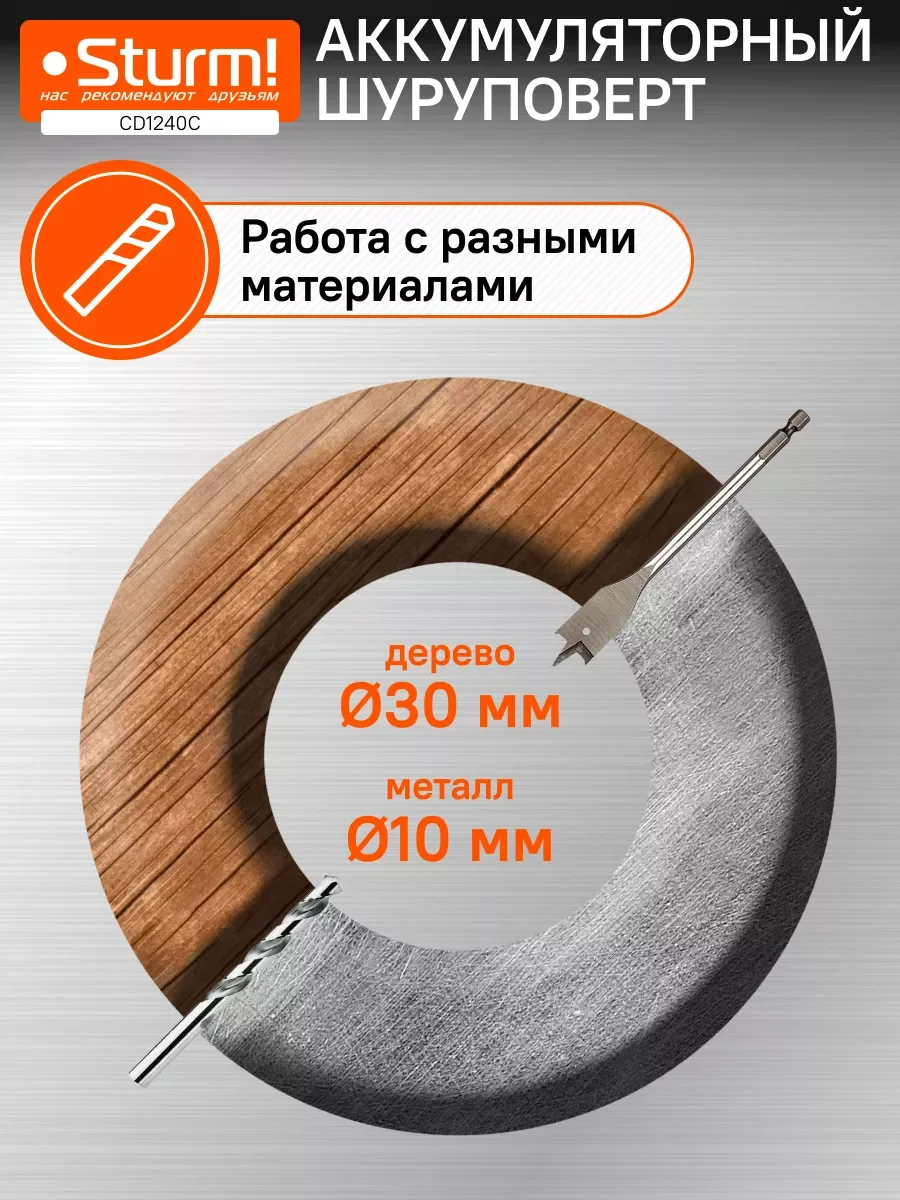 Синий шуруповерт аккумуляторный CD1240C BatterySystem12V