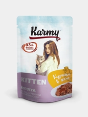 Влажный корм KARMY Kitten Курица в желе для котят,беременных,кормящих кошек. Паучи 24 шт
