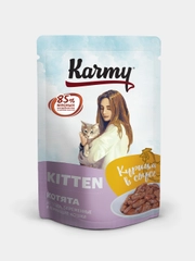 Влажный корм KARMY Kitten Курица в соусе для котят,беременных,кормящих кошек. Паучи 24 шт