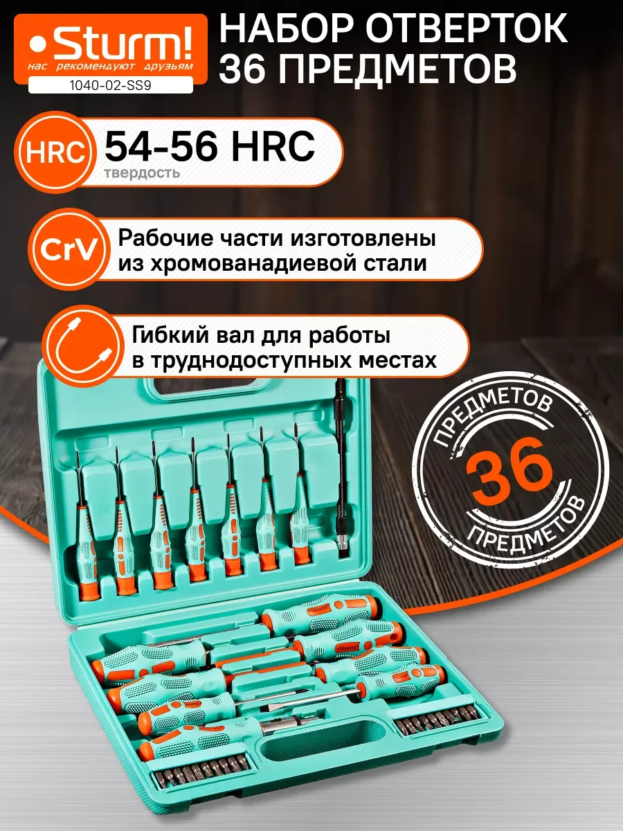 Бирюзовый набор отверток 1040-02-SS9