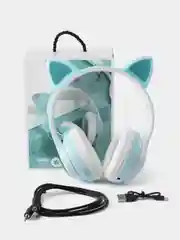 Бирюзовый беспроводные светящиеся Bluetooth-наушники с ушками CAT