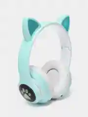 Бирюзовый беспроводные светящиеся Bluetooth-наушники с ушками CAT