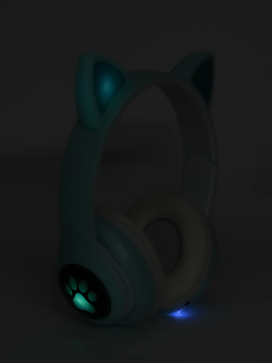 Бирюзовый беспроводные светящиеся Bluetooth-наушники с ушками CAT