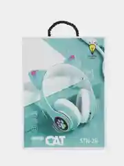 Бирюзовый беспроводные светящиеся Bluetooth-наушники с ушками CAT