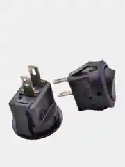 Черный набор выключателей клавишных 250В MICRO круглых, 3А (2с) 10 штук