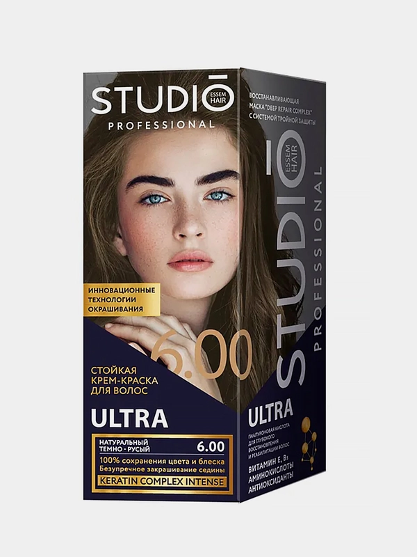 Краска для волос STUDIO PROFESSIONAL 3D Holography, 6.00 - натуральный тёмно-русый, 115 мл