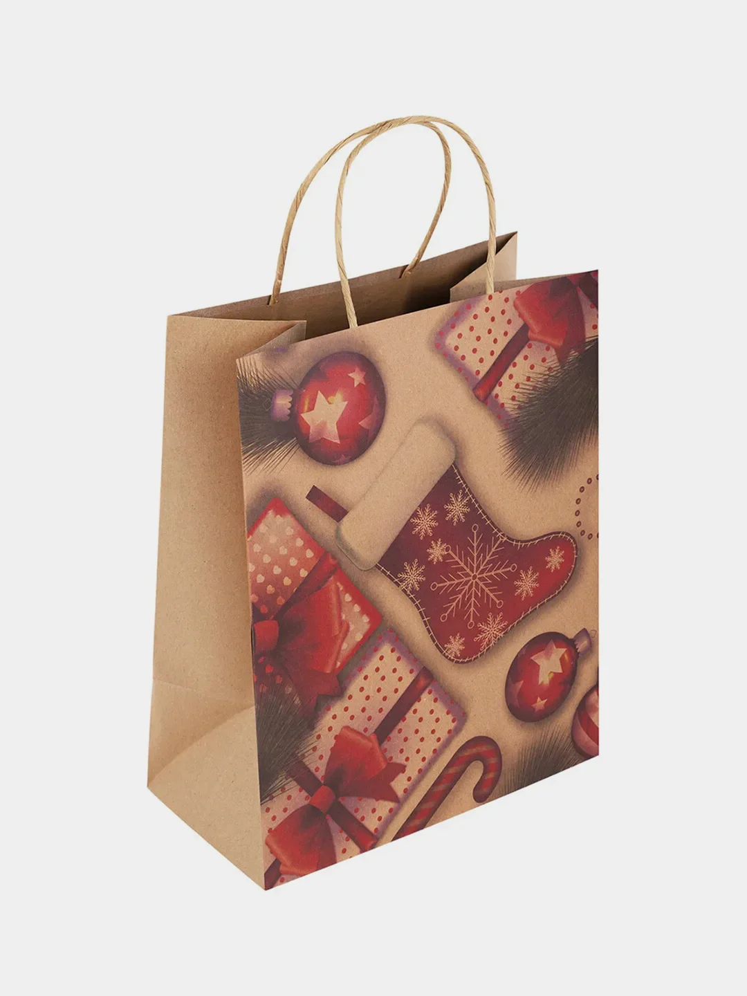 Пакет подарочный новогодний ЗОЛОТАЯ СКАЗКА Kraft Winter Set, 26x13x32 см, 1 штука