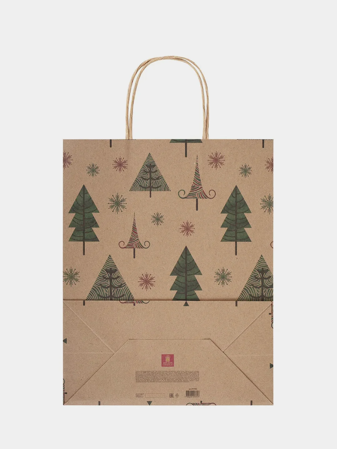 Пакет подарочный новогодний ЗОЛОТАЯ СКАЗКА Kraft Winter Set, 26x13x32 см, 1 штука