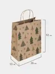 Пакет подарочный новогодний ЗОЛОТАЯ СКАЗКА Kraft Winter Set, 26x13x32 см, 1 штука