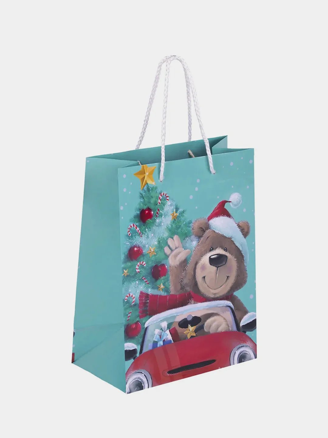 Пакет подарочный новогодний ЗОЛОТАЯ СКАЗКА Christmas Animals, 18х10х23 см, 1 штука