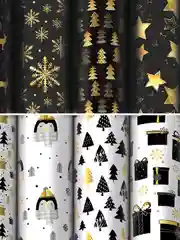 Бумага упаковочная новогодняя ЗОЛОТАЯ СКАЗКА "Black.Gold.White", 70х100 см, 10 дизайнов