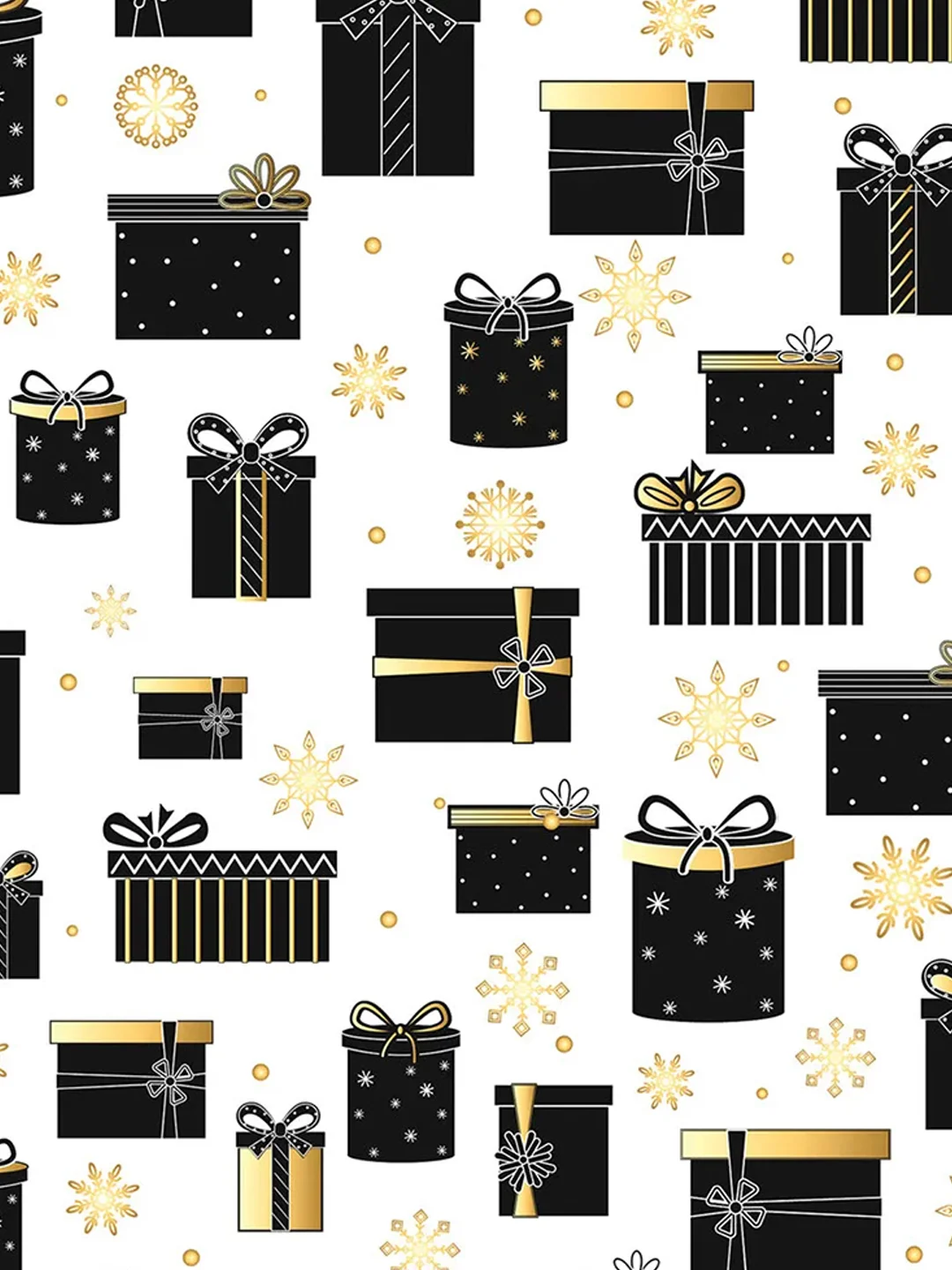 Бумага упаковочная новогодняя ЗОЛОТАЯ СКАЗКА "Black.Gold.White", 70х100 см, 10 дизайнов