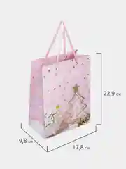 Пакет подарочный новогодний ЗОЛОТАЯ СКАЗКА Lilac Story, фольга, 18x10x23 см, 1 штука