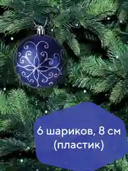 Шары ёлочные ЗОЛОТАЯ СКАЗКА "Basic Art", пластик, цвет: синий/белый, 6 штук, 8 см