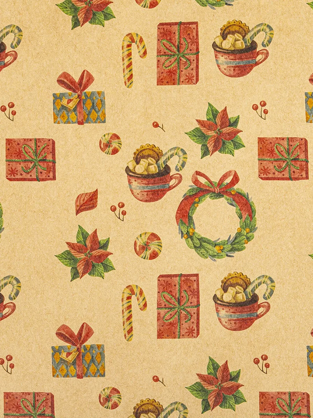 Бумага упаковочная новогодняя ЗОЛОТАЯ СКАЗКА Christmas Kraft, 70х100 см, 10 дизайнов