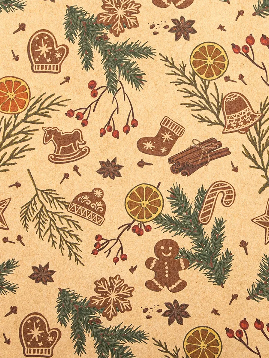 Бумага упаковочная новогодняя ЗОЛОТАЯ СКАЗКА Christmas Kraft, 70х100 см, 10 дизайнов