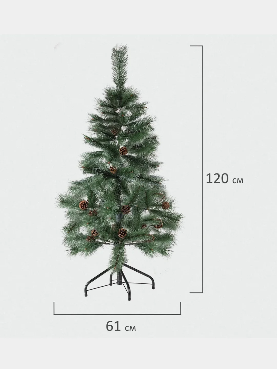Елка искуственная, новогодняя, 120 см, "Velvet Pinewood", с инеем и шишками