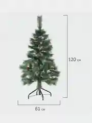 Елка искуственная, новогодняя, 120 см, "Velvet Pinewood", с инеем и шишками
