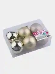 Шары ёлочные ЗОЛОТАЯ СКАЗКА Trio, пластик, светлое золото, 6 штук, 6 см