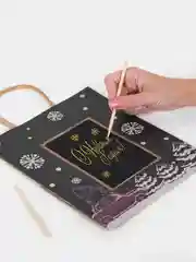 Пакет подарочный ЗОЛОТАЯ СКАЗКА NY Kraft, скретч-слой + стилус, 1 штука, 21x14x26 см
