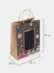 Пакет подарочный ЗОЛОТАЯ СКАЗКА NY Kraft, скретч-слой + стилус, 1 штука, 21x14x26 см