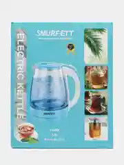Голубой электрический чайник Smurfett с подсветкой, стеклянный