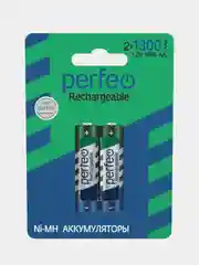 Аккумуляторные батарейки Perfeo AA 1300 mAh, Ni-Mh, 1.2V, 2 штуки