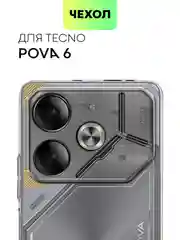 Чехол для Tecno Pova 6 силиконовый BROSCORP матовый / прозрачный с бортиком защитой камер