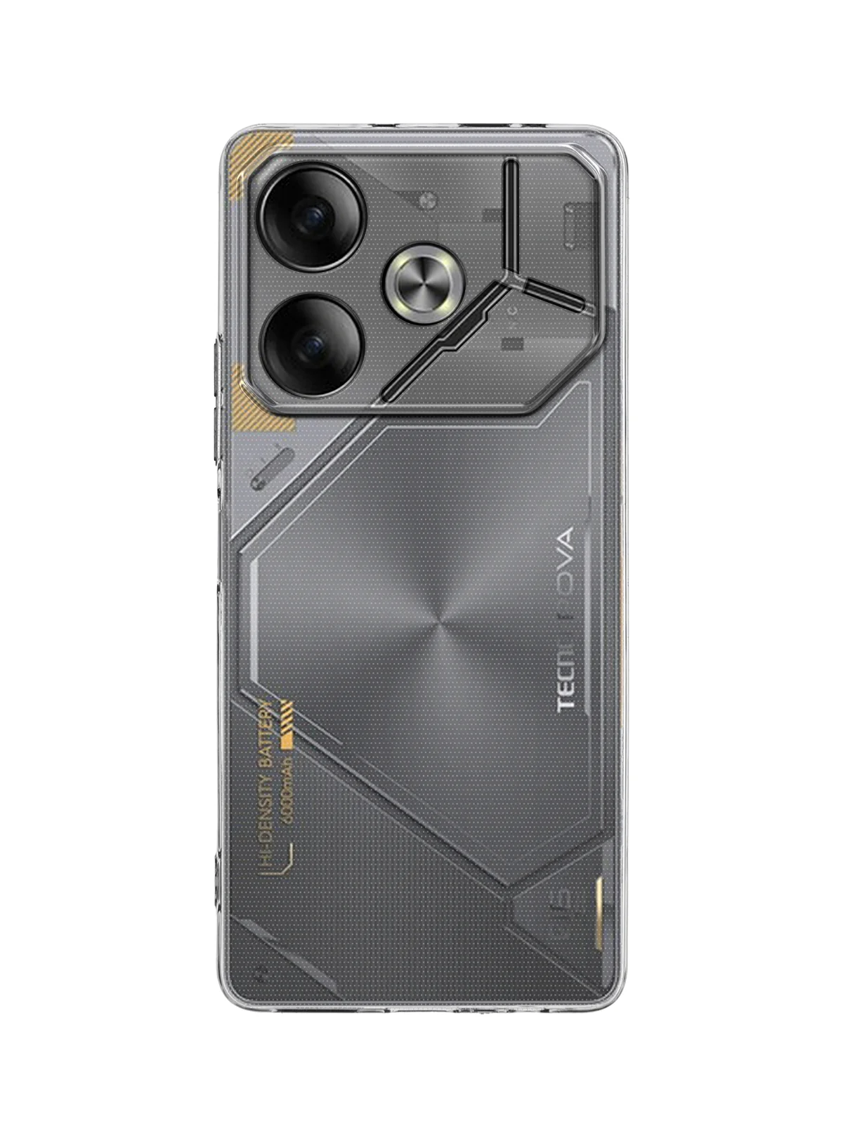 Прозрачный чехол для Tecno Pova 6 силиконовый BROSCORP матовый / прозрачный с бортиком защитой камер
