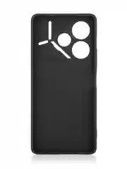 Черный чехол для Tecno Pova 6 силиконовый BROSCORP матовый / прозрачный с бортиком защитой камер