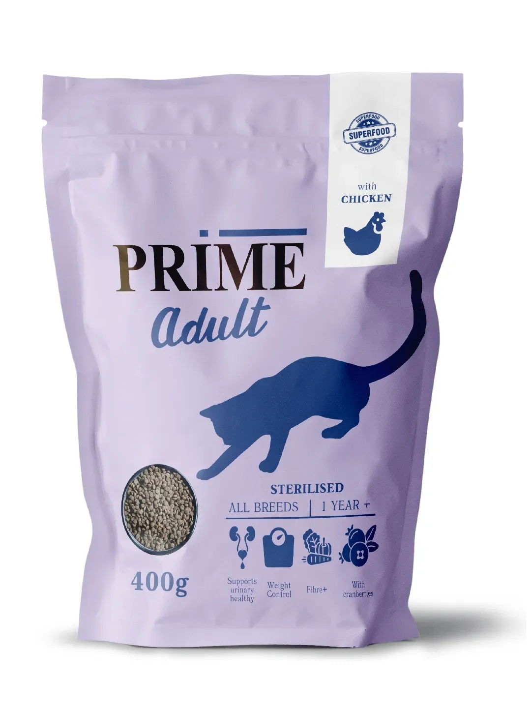 Корм для кошек сухой для стерилизованных PRIME на курице
