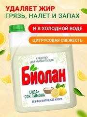 Средство для мытья посуды Биолан Актив Био Сода+сок лимона, 4800г