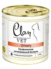 Корм влажный CLAN VET Urinary для кошек диетический для профилактики МКБ, ж/б 240г, 8 шт.