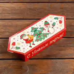 Кремовый новогодняя подарочная коробка для новогоднего подарка, 9.3 х 14.6 х 5.3 см