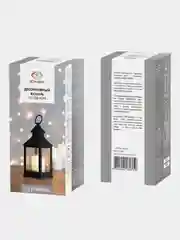 Декоративный фонарь со свечкой Neon-Night, черный корпус, 10,5х10,5х24 см, теплый белый