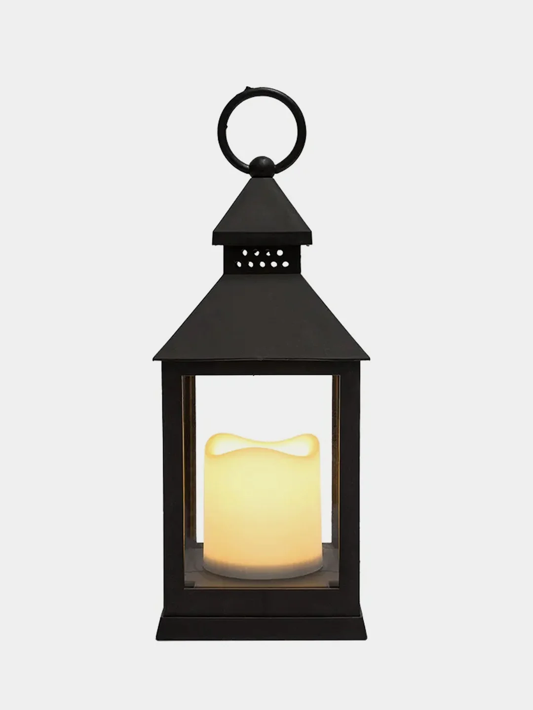 Декоративный фонарь со свечкой Neon-Night, черный корпус, 10,5х10,5х24 см, теплый белый