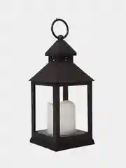 Декоративный фонарь со свечкой Neon-Night, черный корпус, 10,5х10,5х24 см, теплый белый