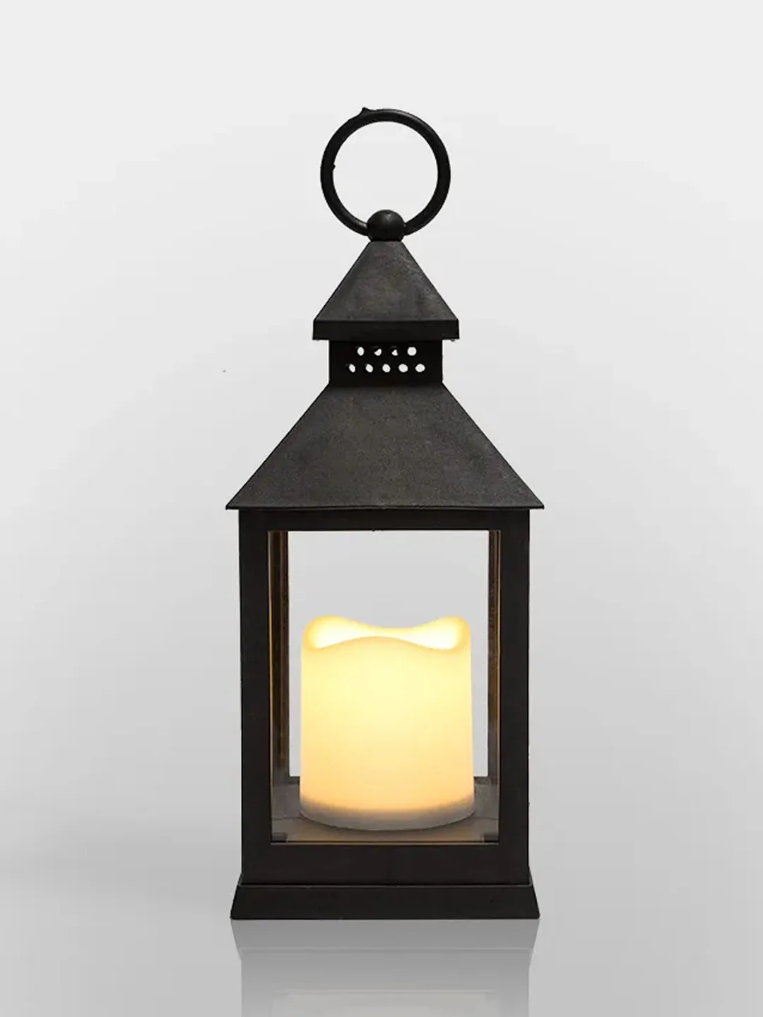 Декоративный фонарь со свечкой Neon-Night, черный корпус, 10,5х10,5х24 см, теплый белый