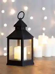 Декоративный фонарь со свечкой Neon-Night, черный корпус, 10,5х10,5х24 см, теплый белый