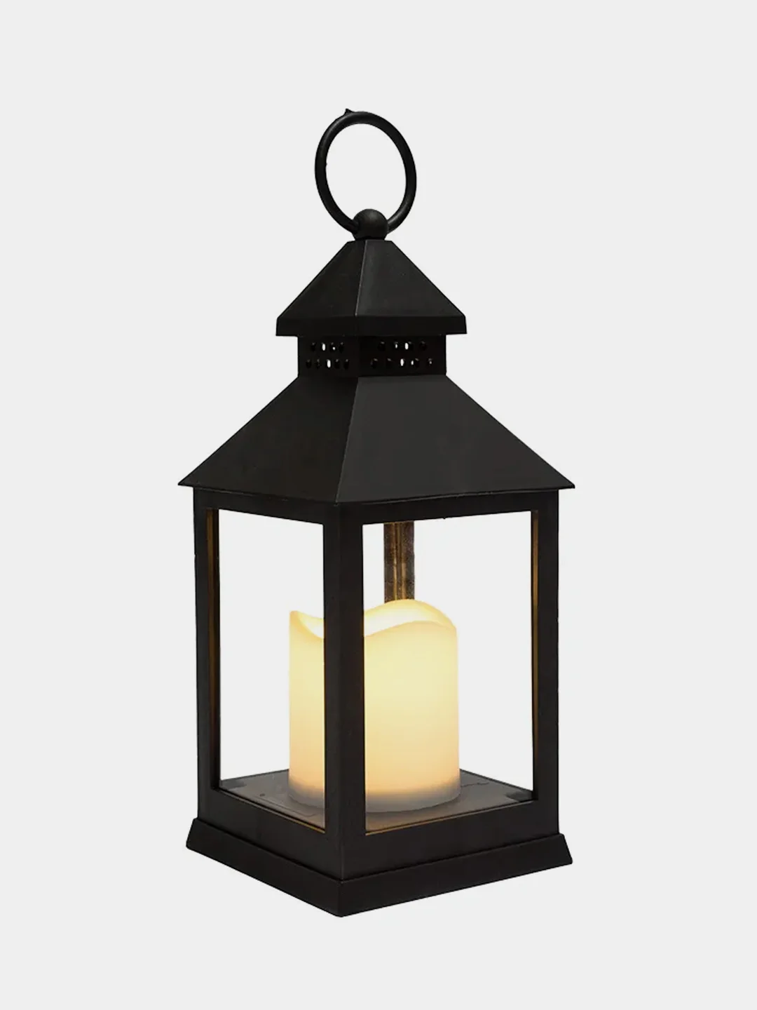 Декоративный фонарь со свечкой Neon-Night, черный корпус, 10,5х10,5х24 см, теплый белый