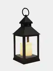 Декоративный фонарь со свечкой Neon-Night, черный корпус, 10,5х10,5х24 см, теплый белый
