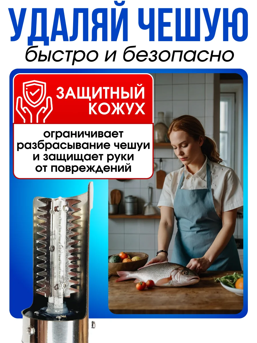 Рыбочистка электрическая FC-125, аккумуляторная, чистилка рыбная, электрорыбочистка