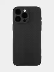 Черный чехол для iPhone 16, Pro, Max, Plus ребристый силиконовый BROSCORP, матовый карбон
