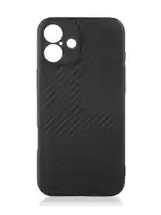 Черный чехол для iPhone 16, Pro, Max, Plus ребристый силиконовый BROSCORP, матовый карбон