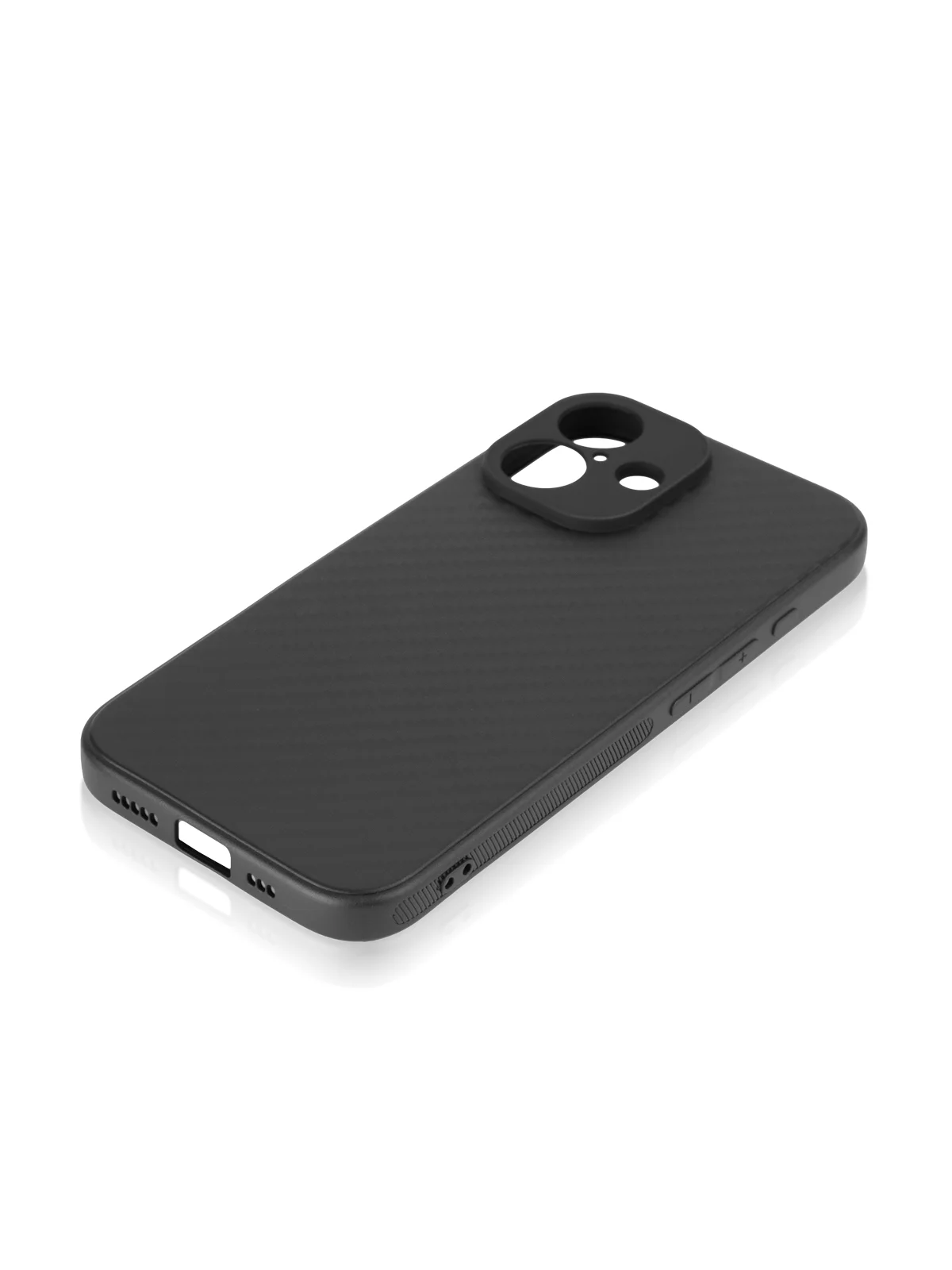 Черный чехол для iPhone 16, Pro, Max, Plus ребристый силиконовый BROSCORP, матовый карбон