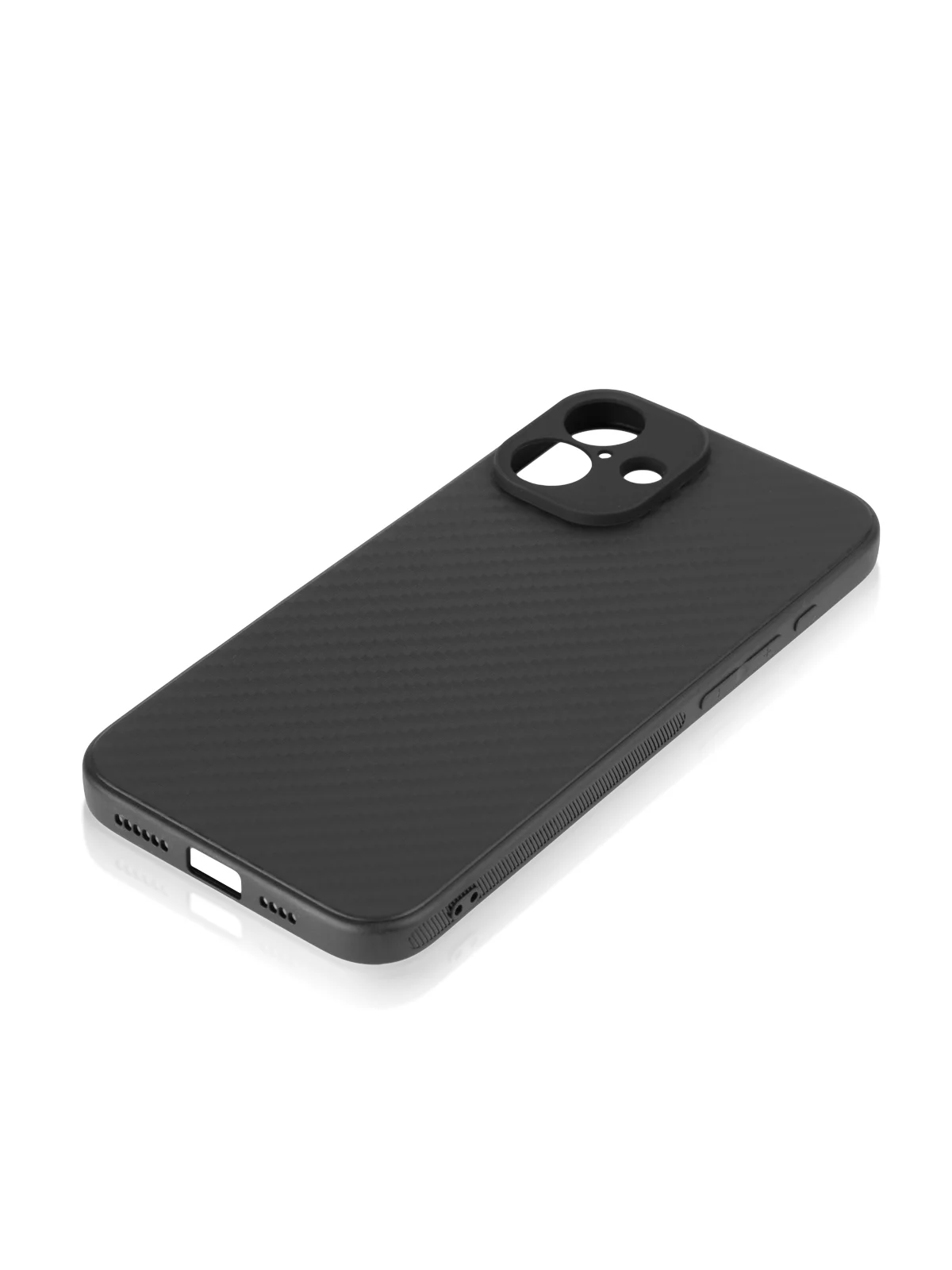 Черный чехол для iPhone 16, Pro, Max, Plus ребристый силиконовый BROSCORP, матовый карбон