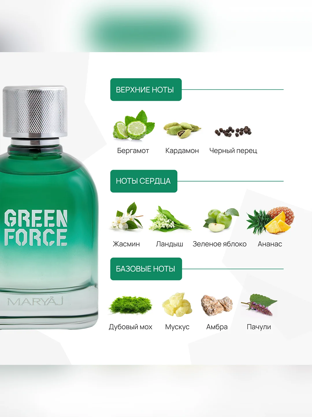 Парфюмерная вода мужская MARYAJ GREEN FORCE, 100 мл